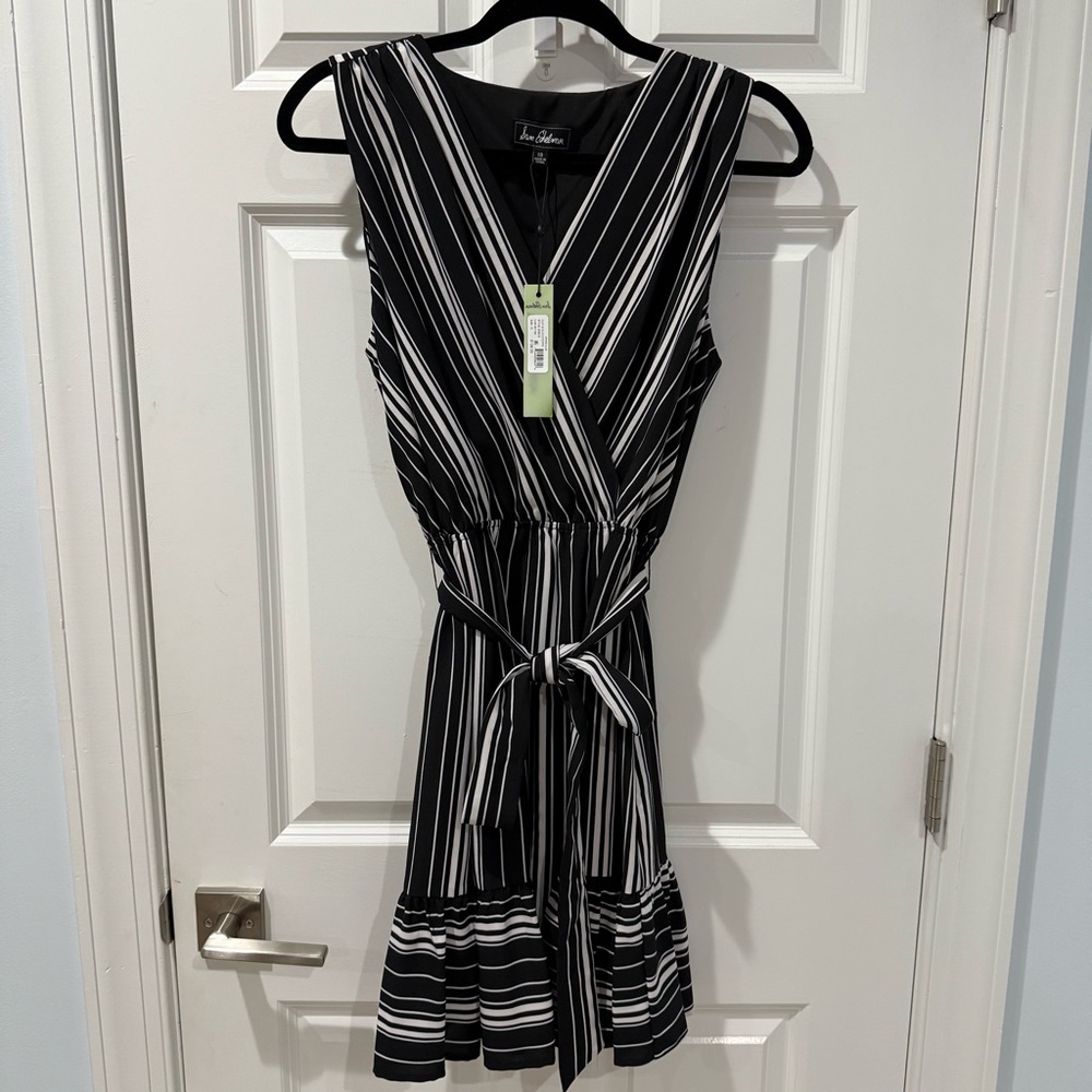 Sam Edelman Black and White Striped Midi Dress